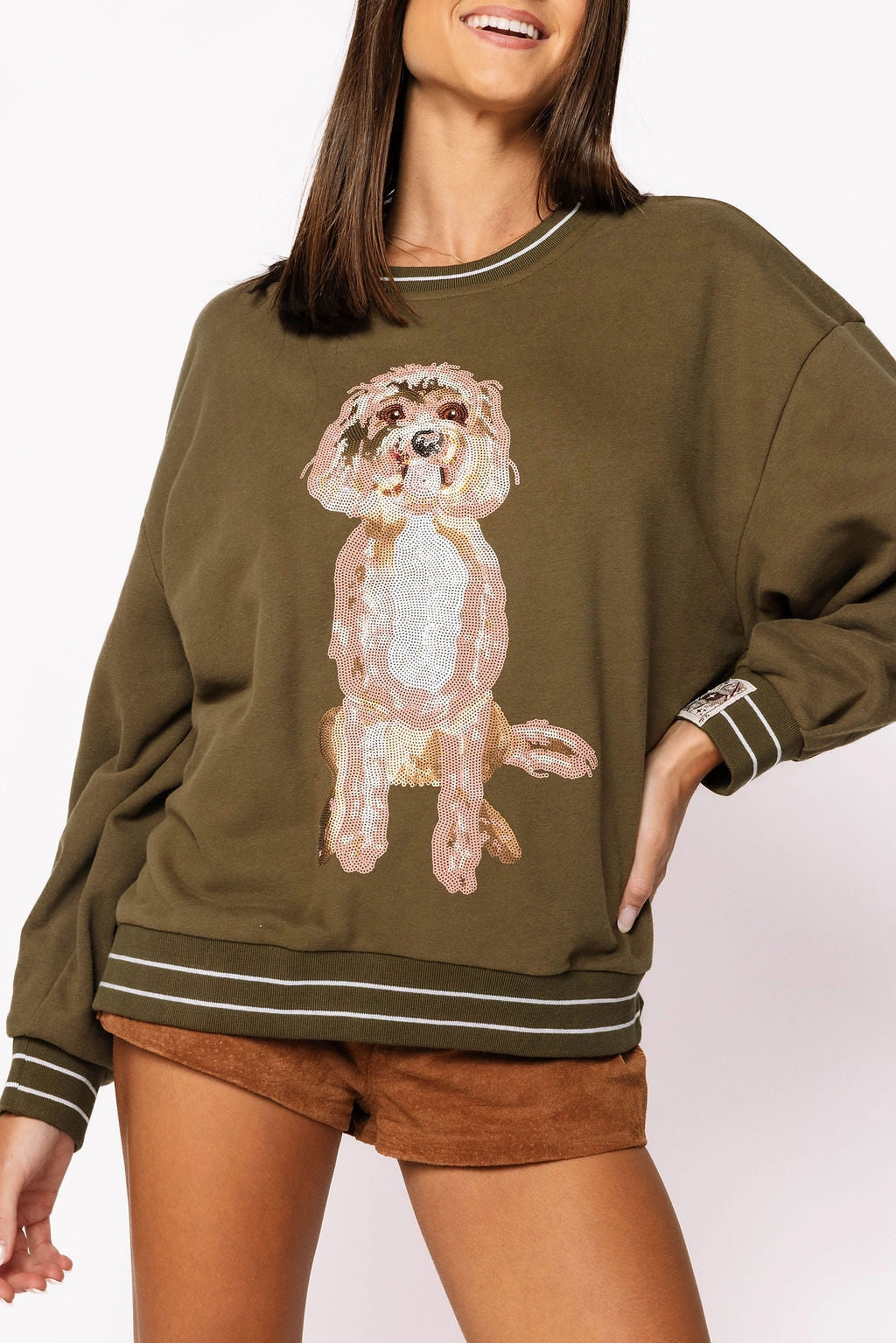 Moisture Control Technology Golden Doodle Sweatshirt in Olive