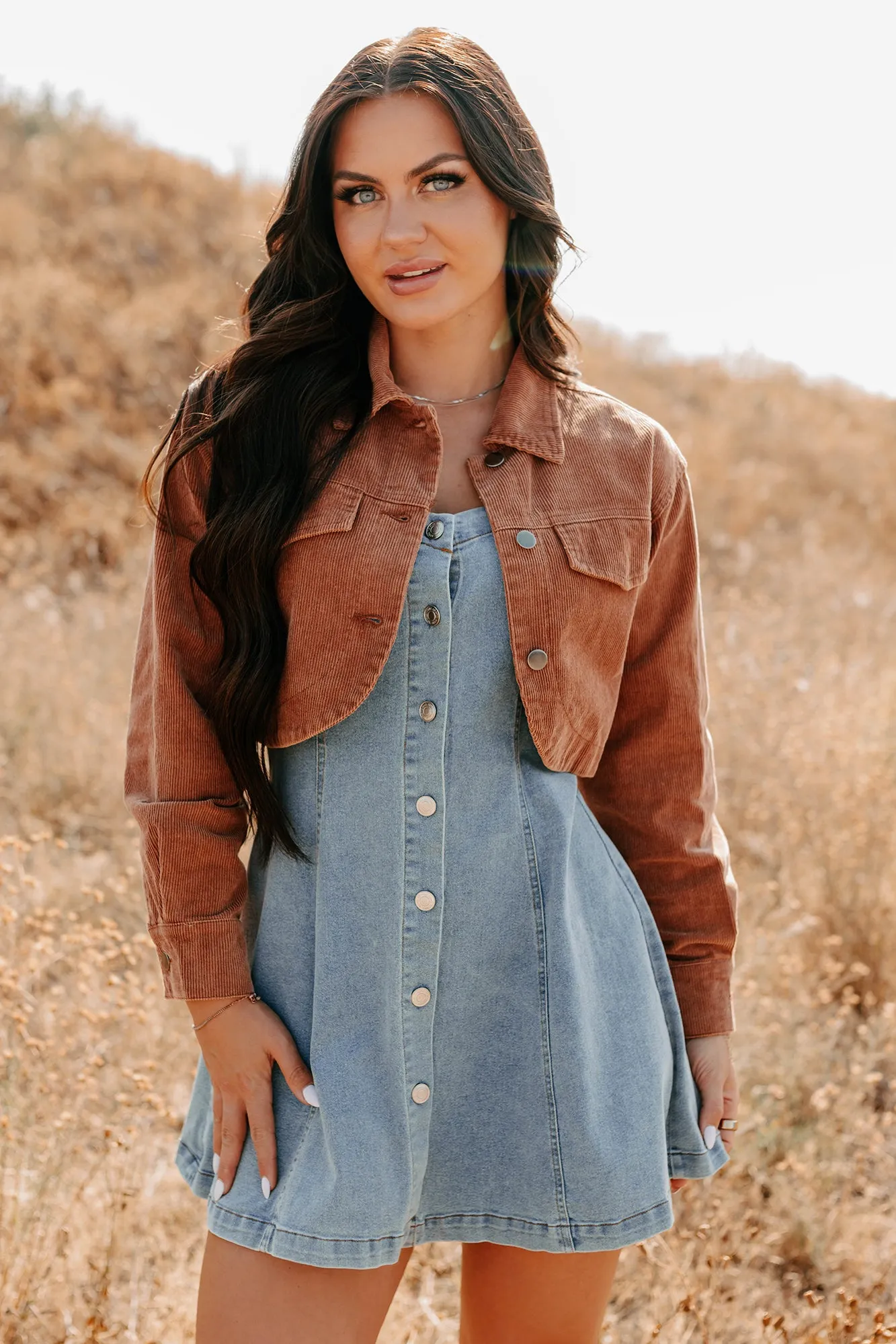 Reinforced Stitching Good To Go Corduroy Crop Jacket (Antique Sienna)