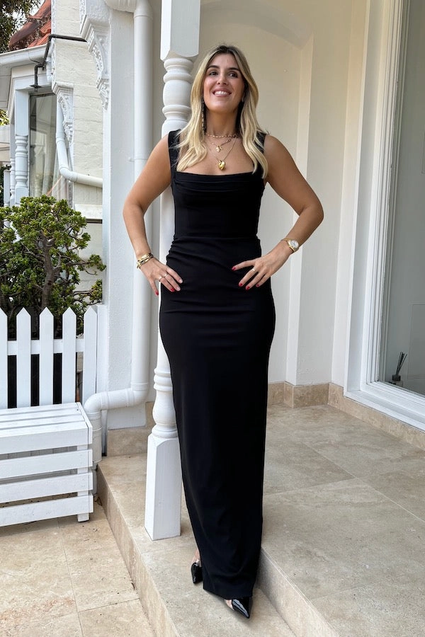 Marbella Gown Black Sleek Motion Capsule-Wardrobe