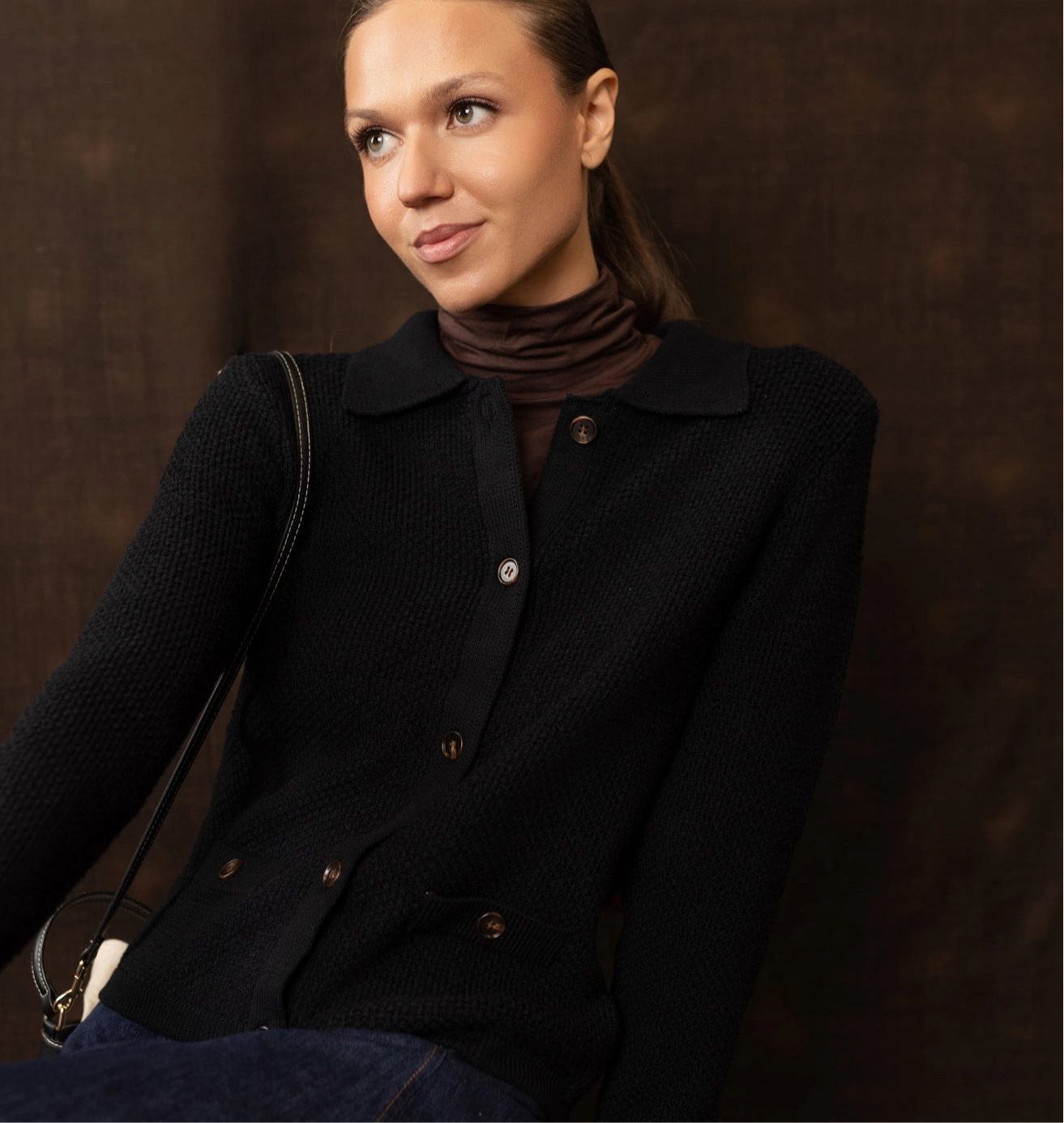 Gracie Knit Cardigan | Black Relaxed Silhouette