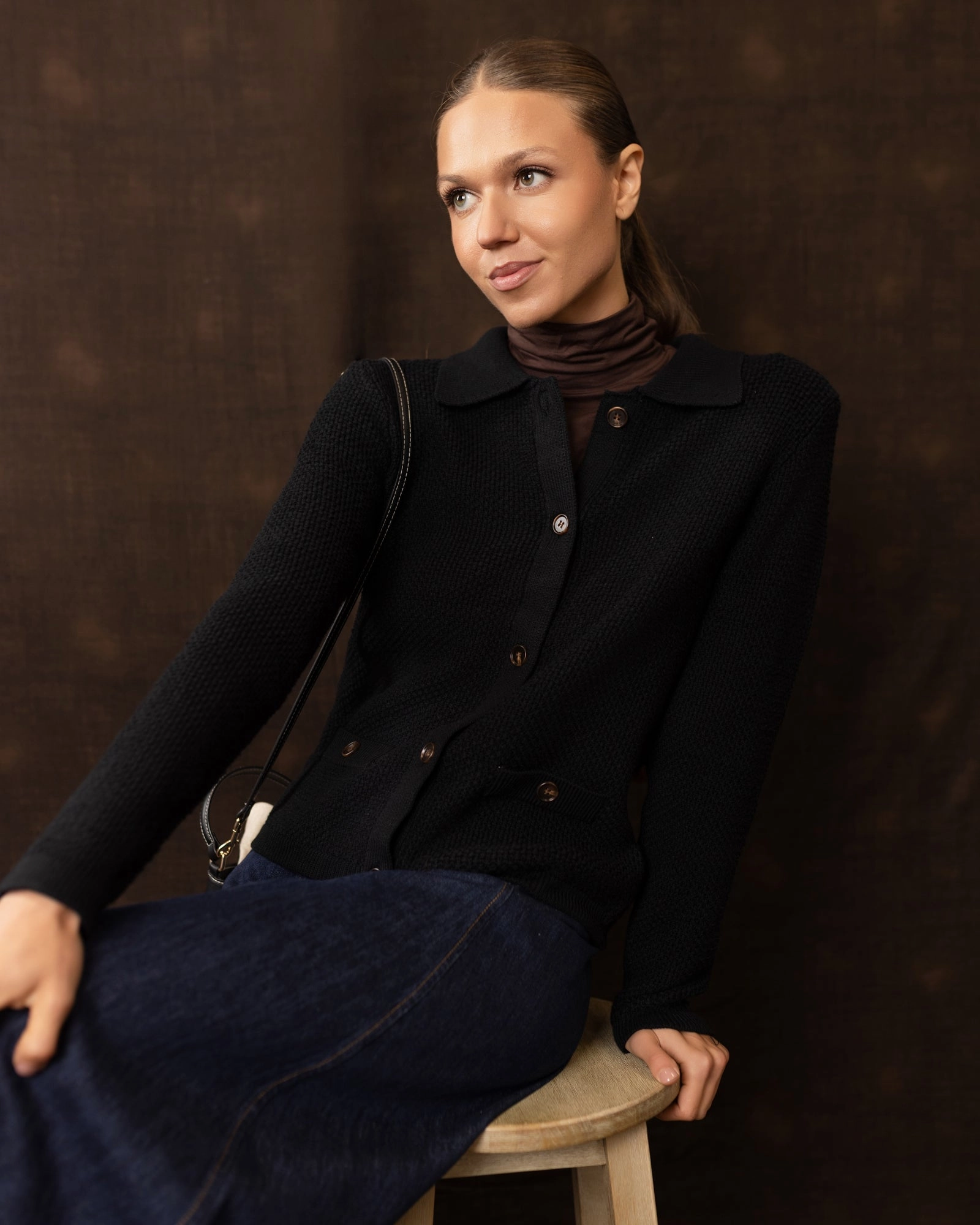 SoftBrushed Tear Resistant Gracie Knit Cardigan | Black