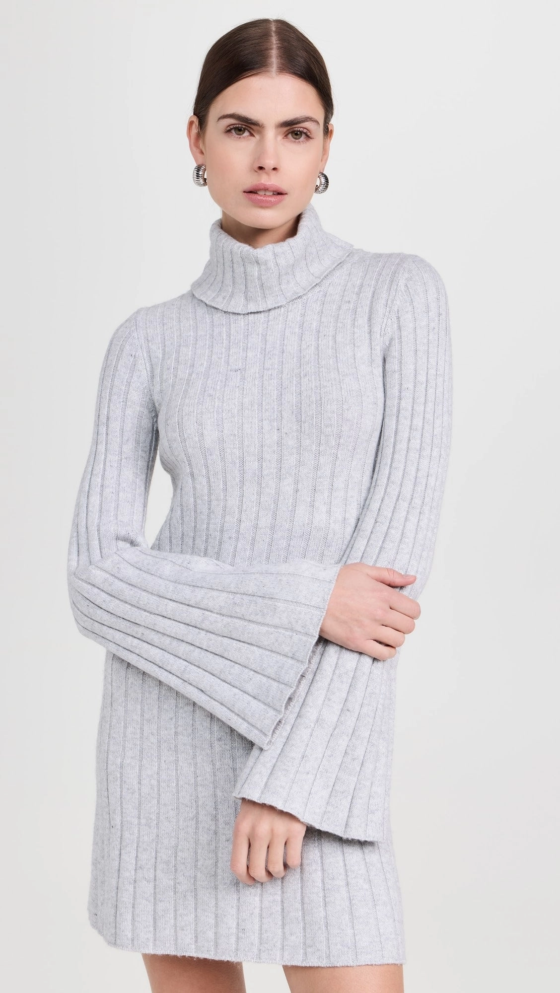 BreathableBack Meredith Turtleneck Sweater Dress in Ice Heather