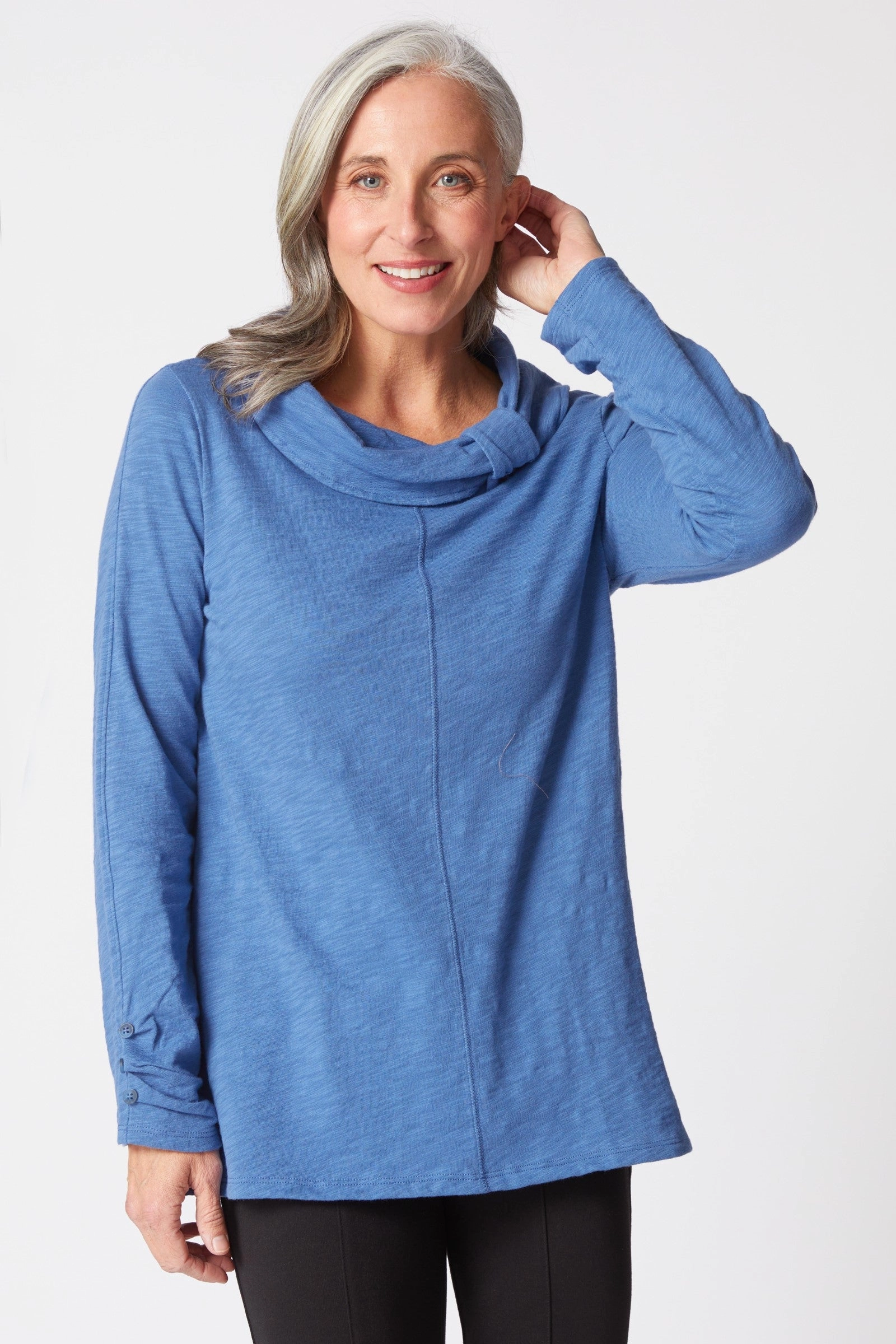 LongLastingDurability LoopwheelFabric Habitat Cotton Pebble Cowl Tunic in Oxford