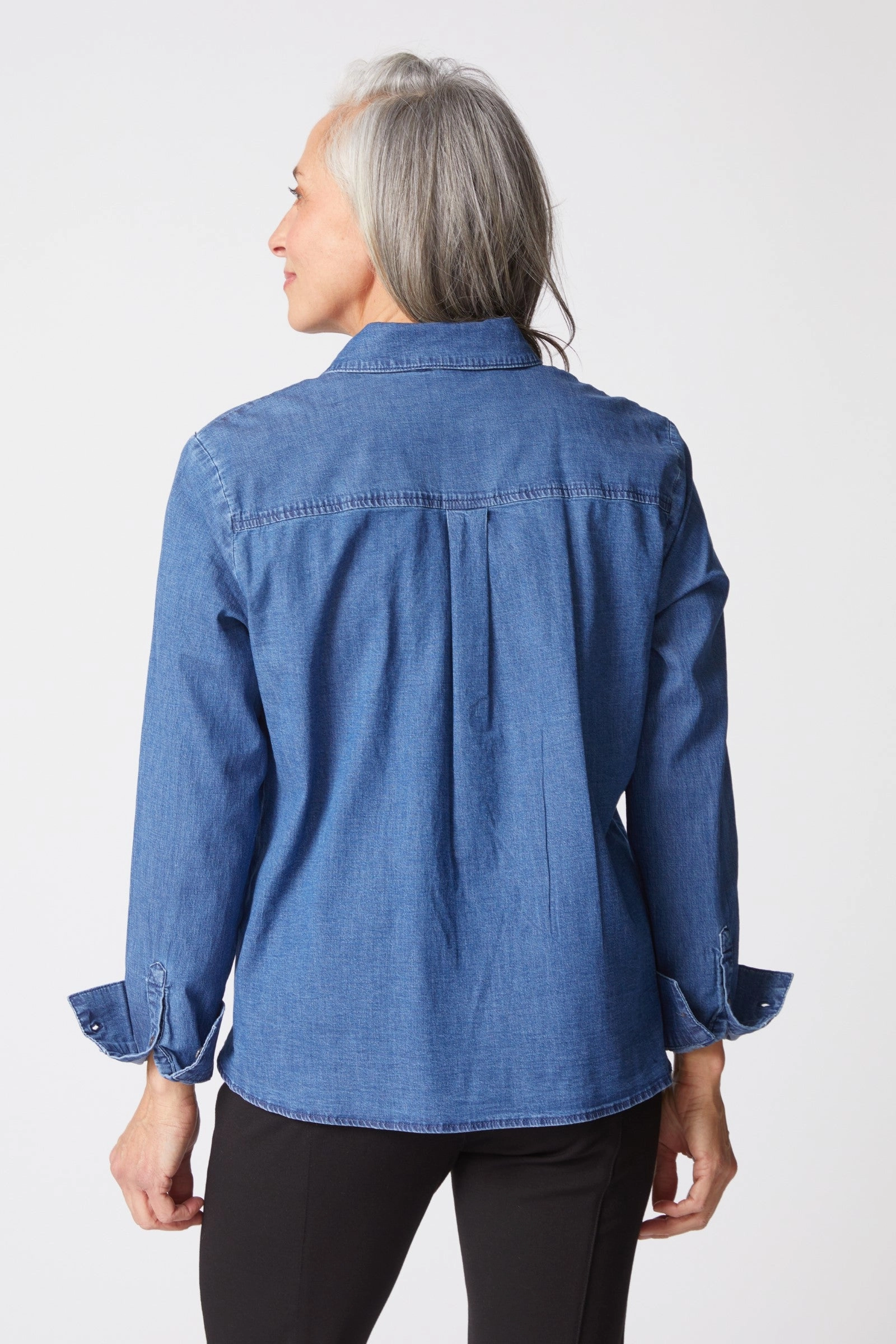 Habitat Perfect Travel Denim Shaped Hem in Medium Denim Yarn Dyed Pattern Cloth QuickDry Textile