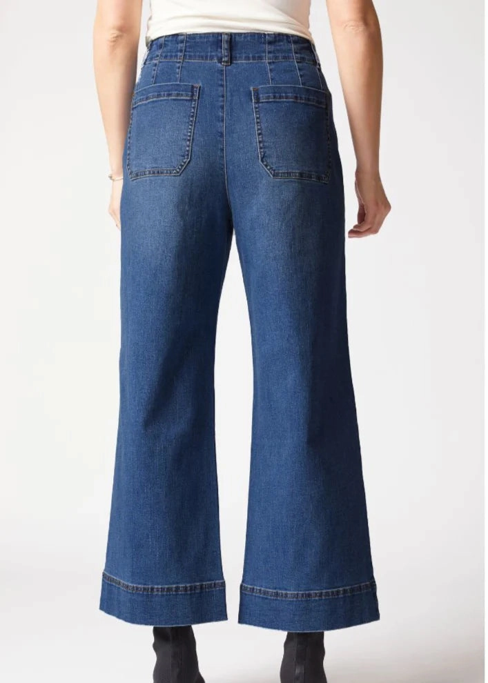 NonFadeFinish Habitat Stretch Denim Wide Leg Ankle Jean in Dark Denim