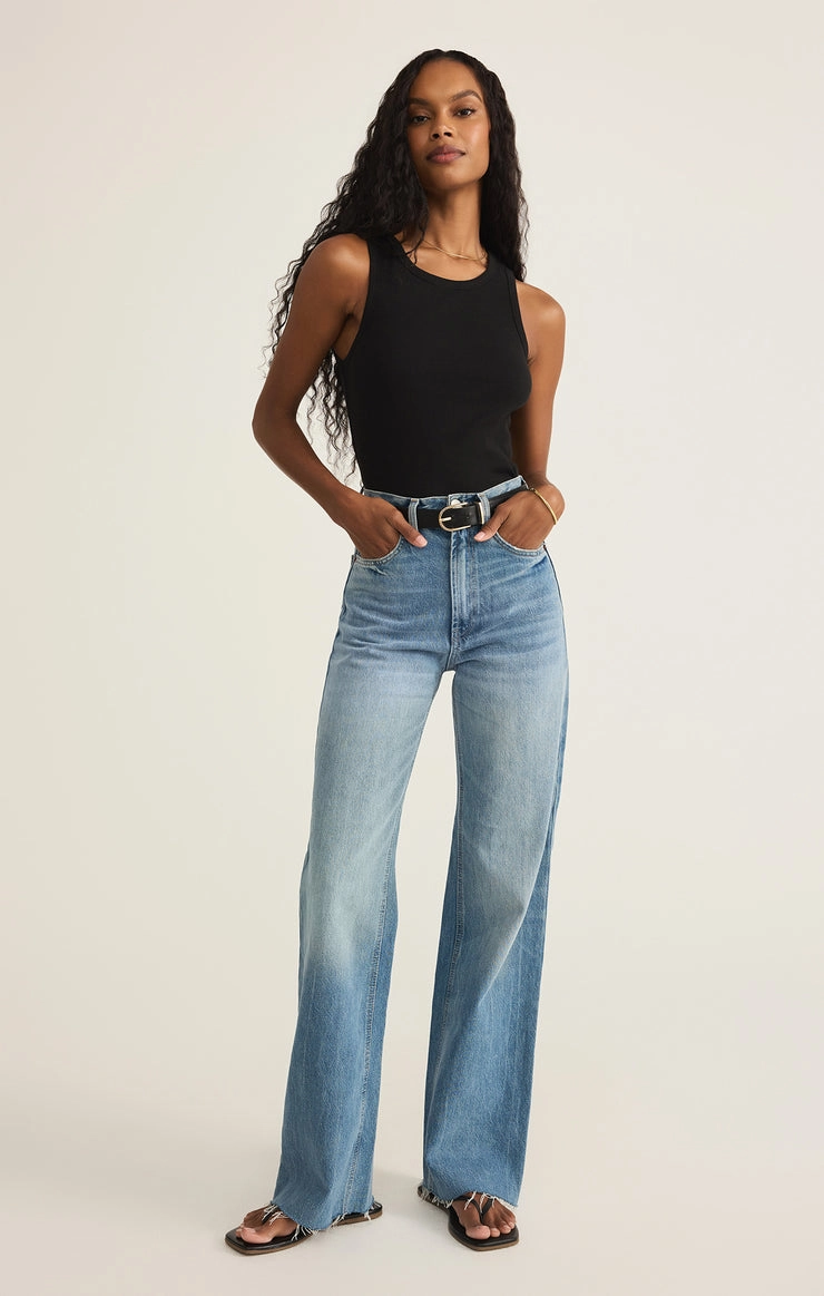 BambooBlend Soft Inner Lining Hadley Rib Tank in Black