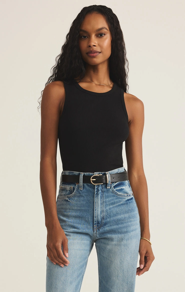 Hadley Rib Tank in Black Friction Reducing Finish