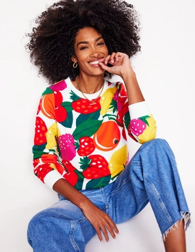 Hannah Printed Sweatshirt-Multi, Summer Fruits ContouredPanels SweatAbsorbent