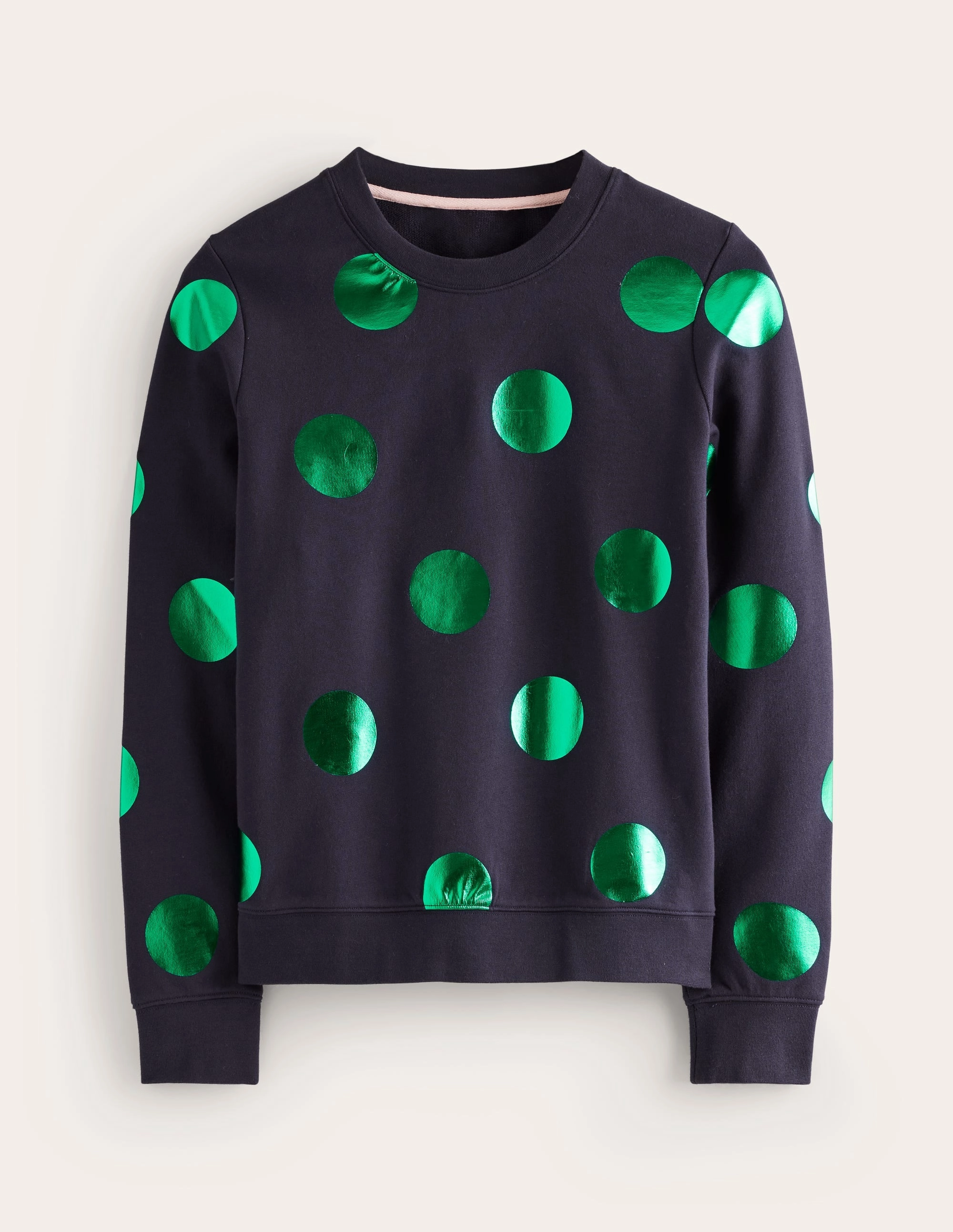 Contrast Stitch BambooBlend Hannah Printed Sweatshirt-Navy, Green Spot