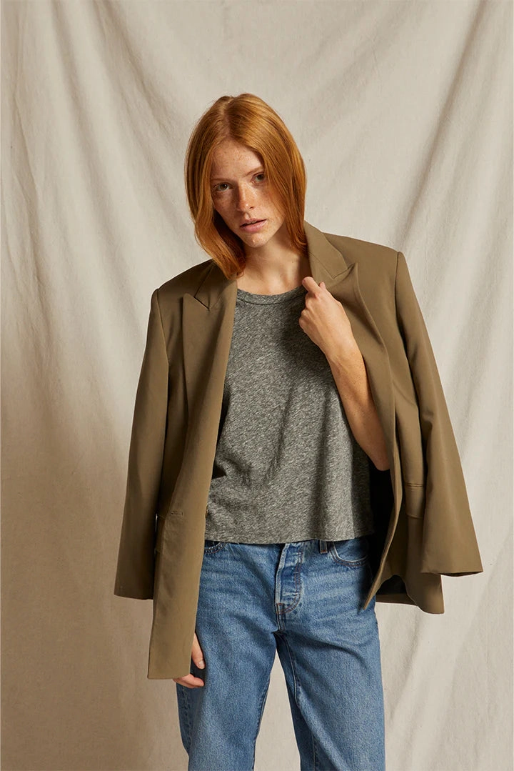 Harley Tee in Heather Grey Garment Washed AdjustableHemCuffs