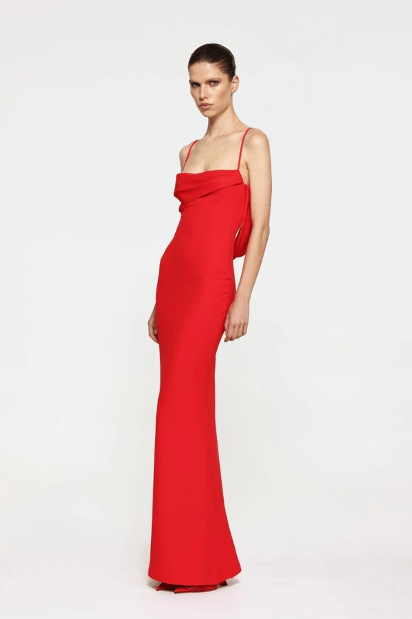 Chic and Simple Elegant knee-length dress Havilland Gown Cherry Red