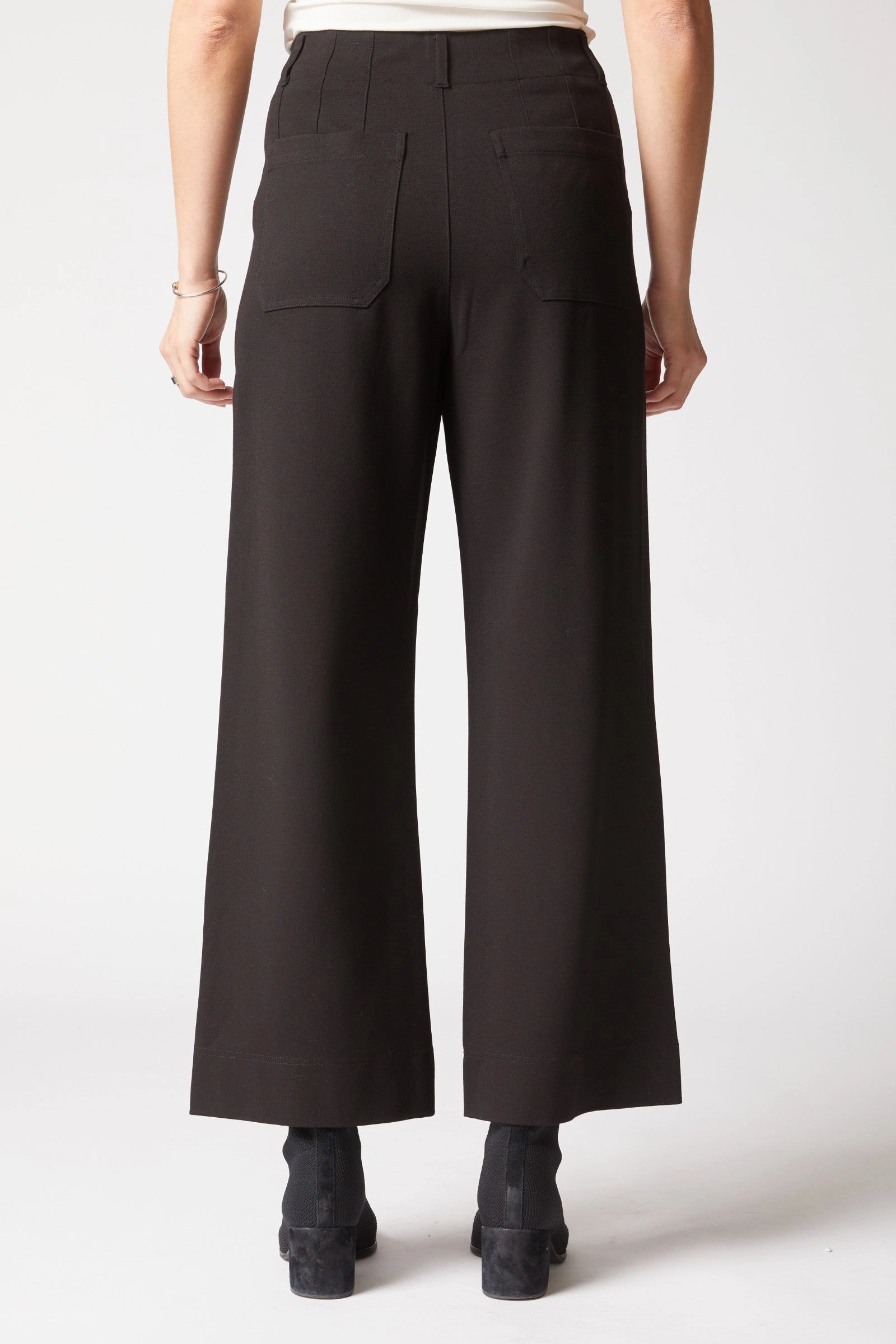 Habitat Luxe Ponte Flood Pant in Black Wrinkle Free Weave