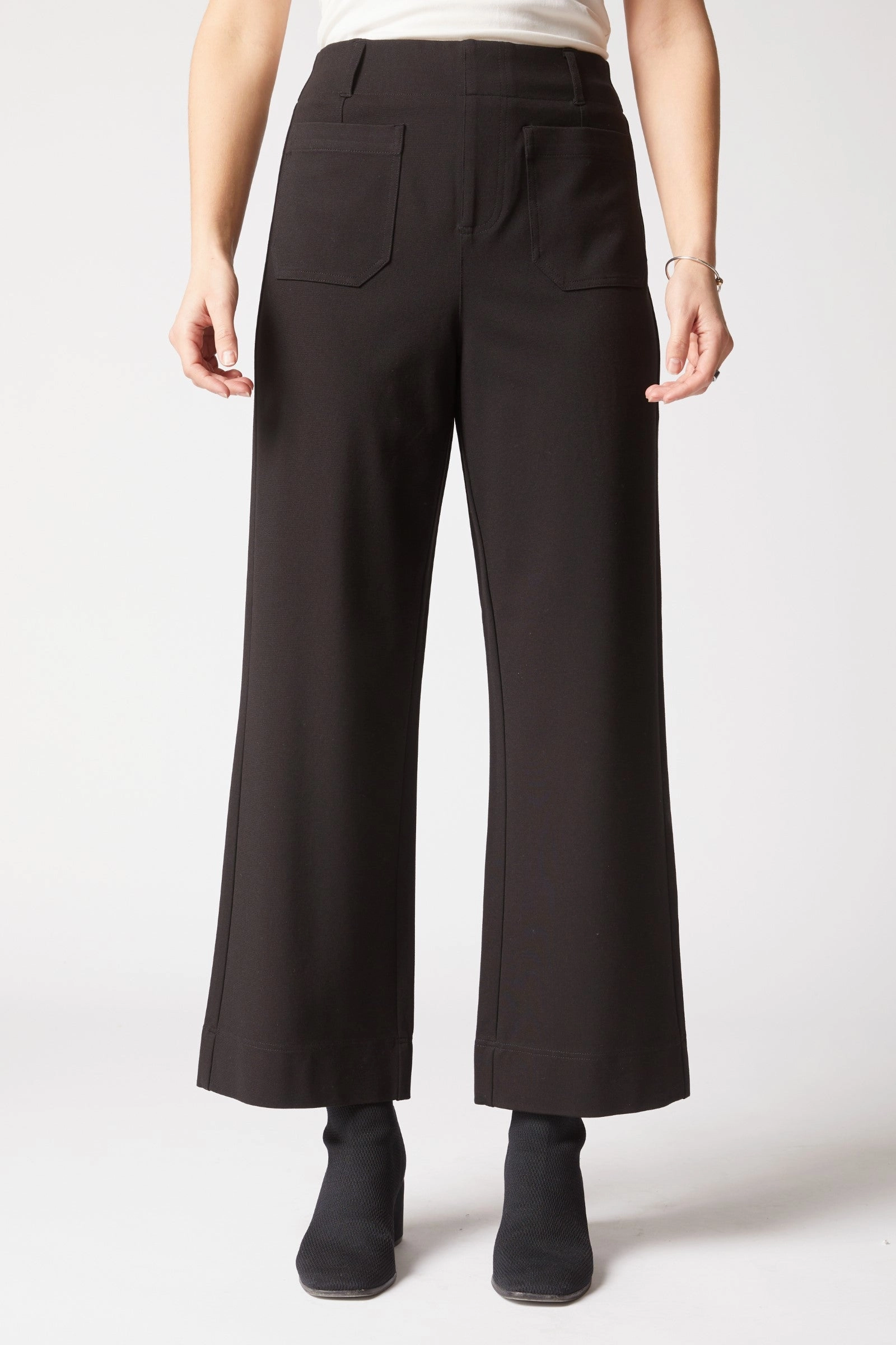 Habitat Luxe Ponte Flood Pant in Black VersatileLayering Soft Cotton Blend