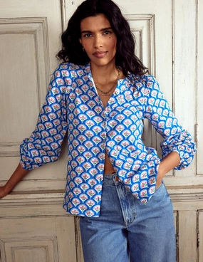 Bamboo Fiber Fabric Marina Jersey Shirt-Gallery Blue, Blossom Terrace