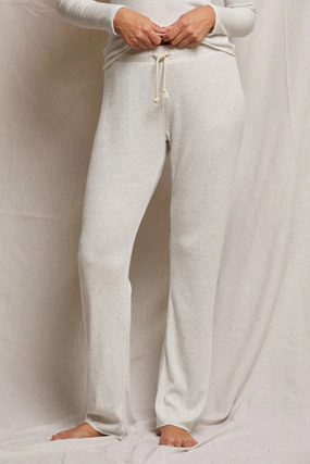 Reinforced Elbow Patches Adjustable Cuff Leann Sweater Rib Straight Leg Pant in Ash