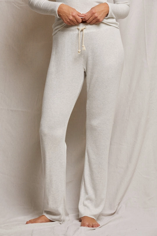 Reinforced Elbow Patches Adjustable Cuff Leann Sweater Rib Straight Leg Pant in Ash