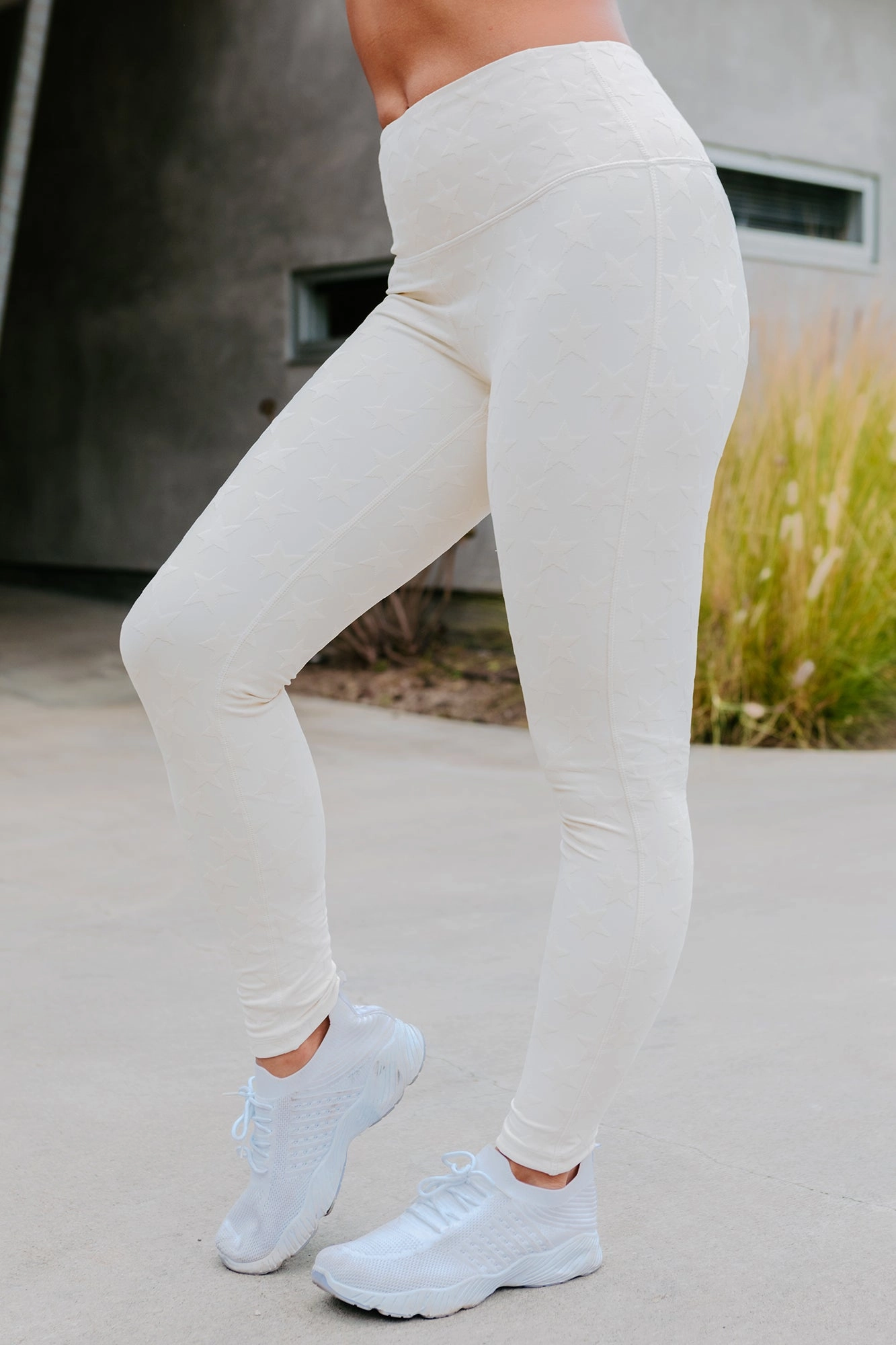 Personal Achievements Star Textured Leggings (Natural) ComfortStretchFit Stretch Comfort