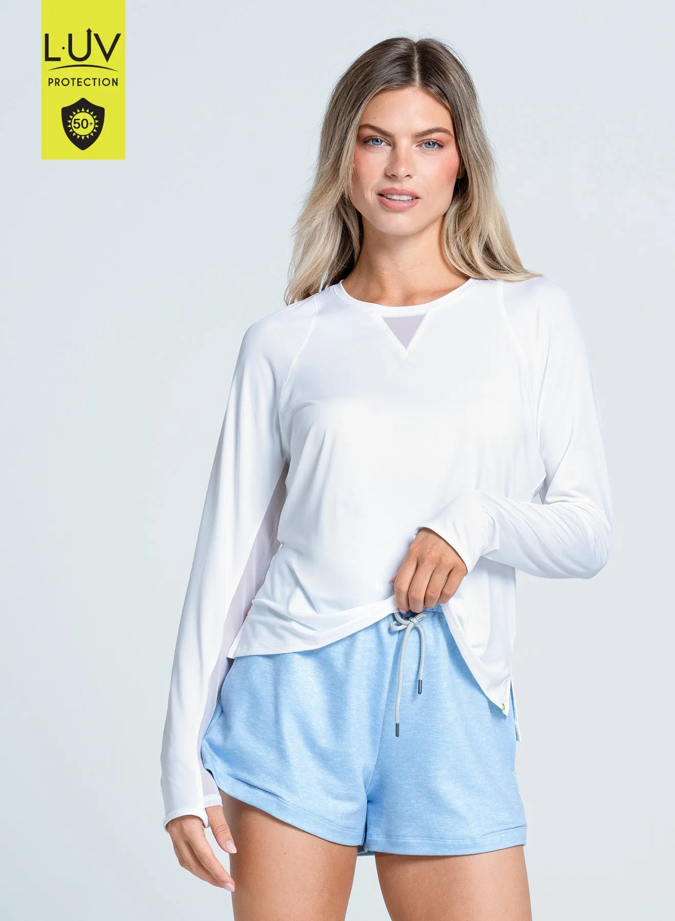 AthleisureCompatible Tubular Body Construction High Low Breezy Long Sleeve