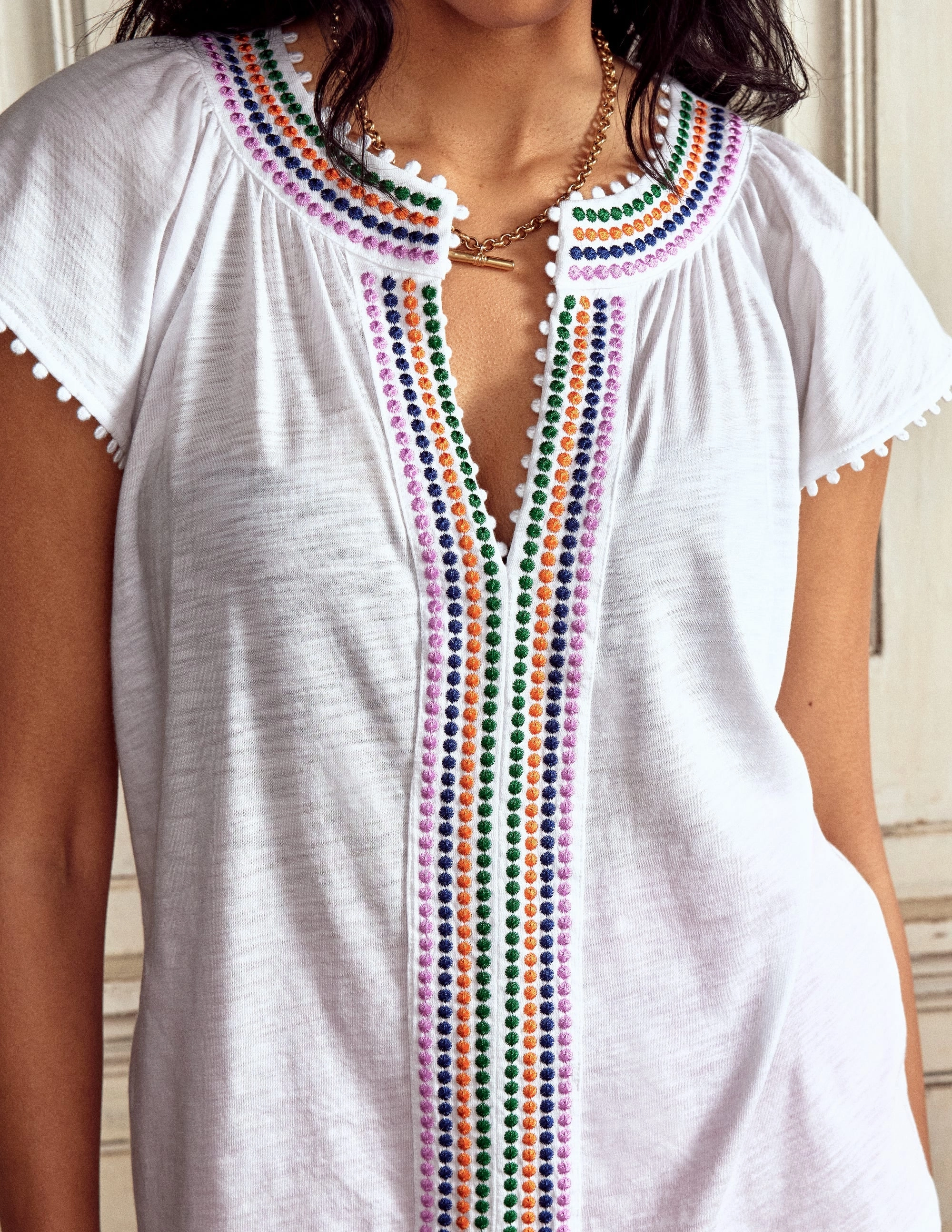Pom Yoke Top-White Ribbed Trim