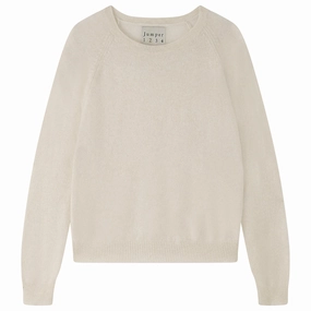 ConvertibleCollar Cashmere Crop Crew in Oatmeal