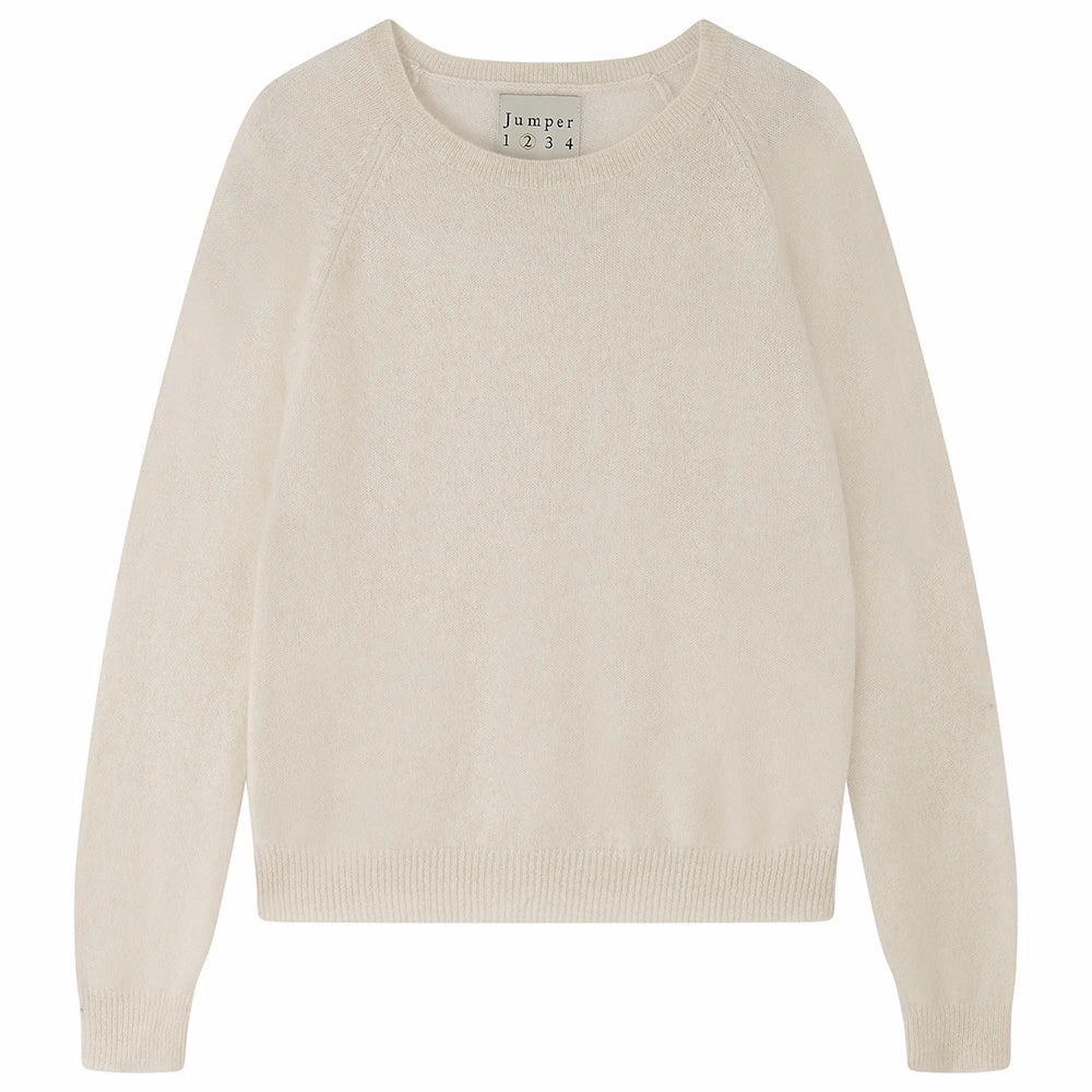 Soft Wool Chic Sweater Cashmere Crop Crew in Oatmeal
