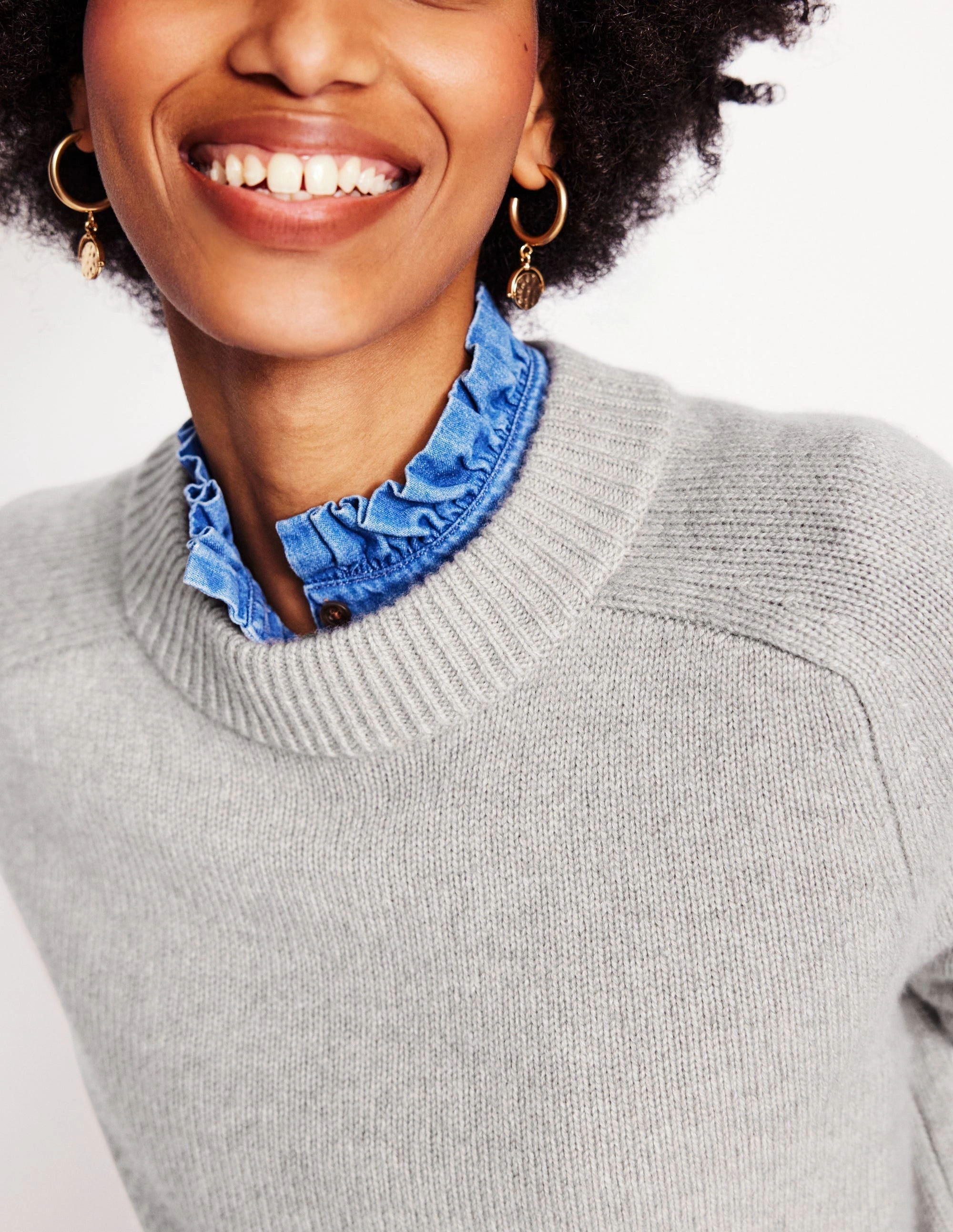 Daily Wear Tagless Design Wide Sleeve Cashmere Jumper-Mink Melange