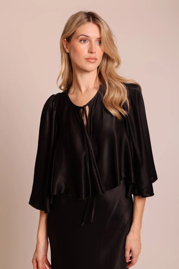 Bolero Top in Black Layered Panel Design MoistureManagementSystem