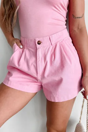 Holding Onto Hope Pleated High Waist Shorts (Pink) Practical Wear Low-waisted