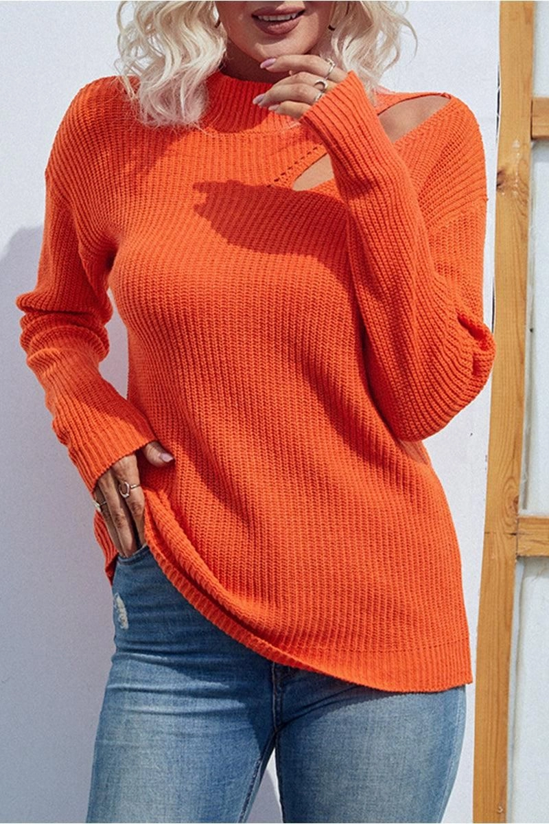 HOLLOW KNIT LOOSE FIT CASUAL SWEATER TOP UV protection layer
