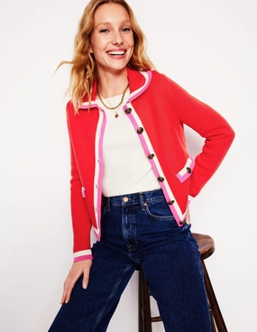 Holly Collared Knitted Jacket-Strawberry Tart Red Weekend Style Timeless Basic