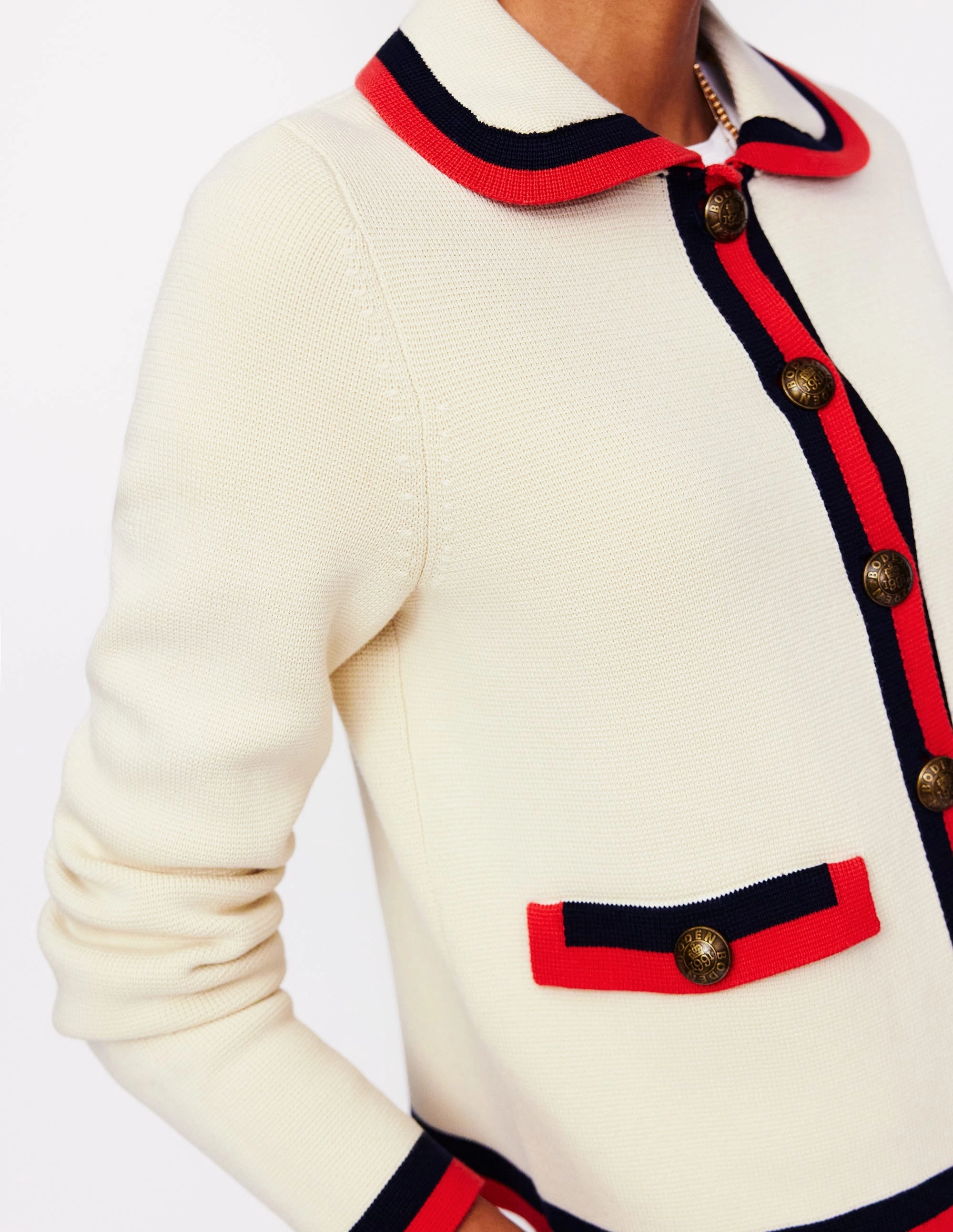 Plush Texture Holly Collared Knitted Jacket-Warm Ivory