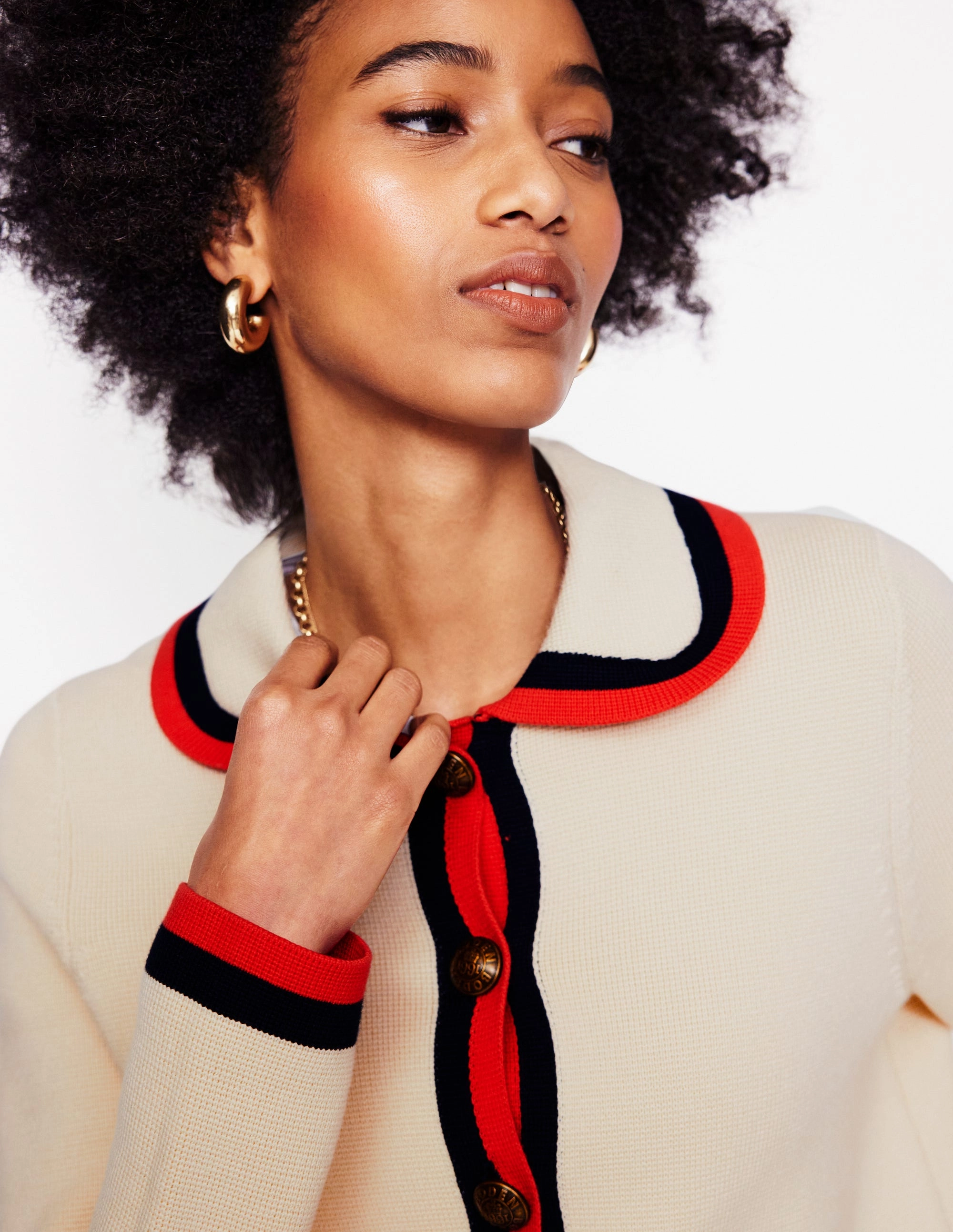 HeatTrapping Fibers Holly Collared Knitted Jacket-Warm Ivory