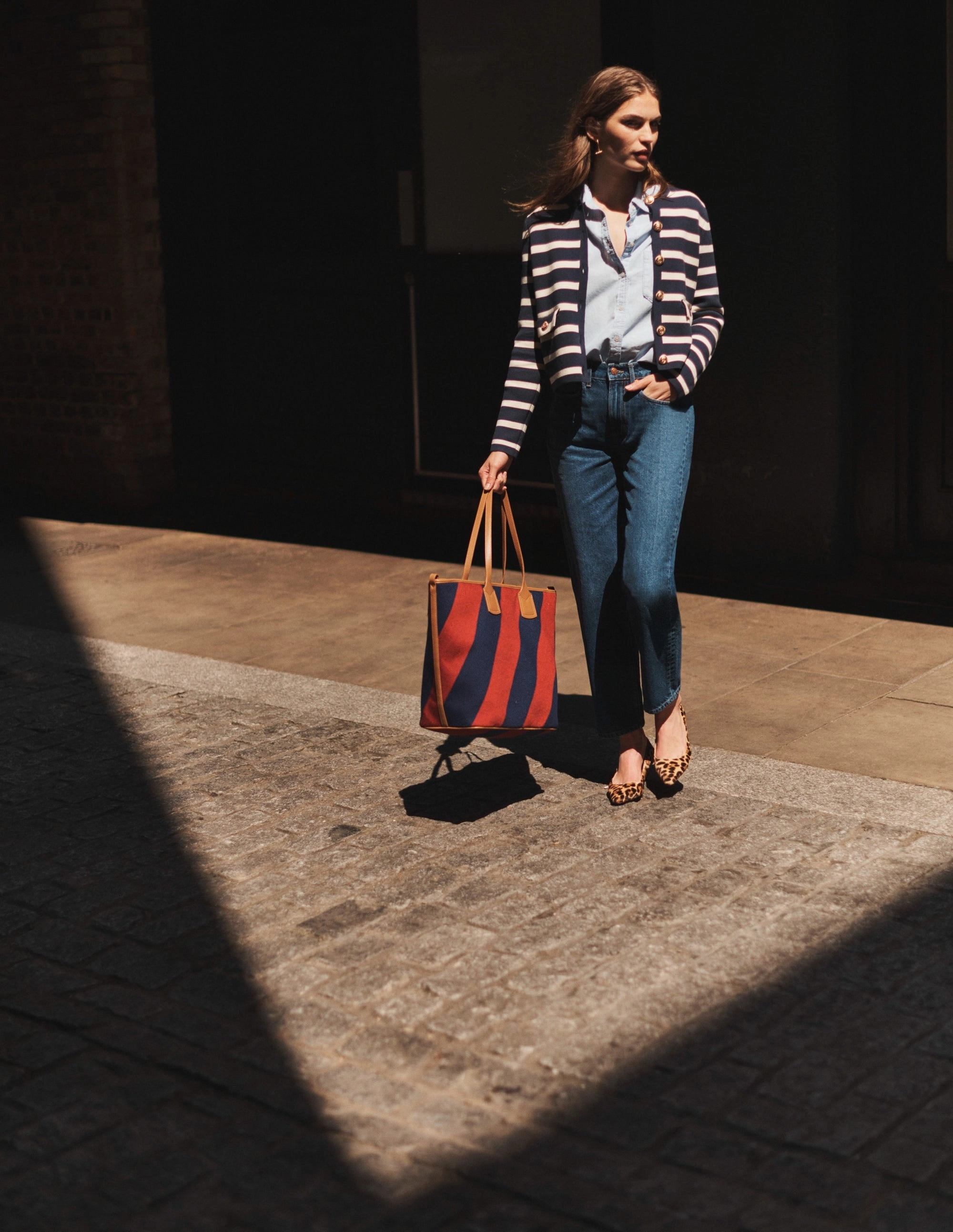 Holly Knitted Jacket-Navy, Ivory FadeResistant Yarn