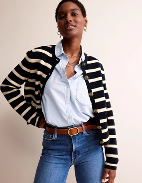 Holly Knitted Jacket-Navy, Ivory Water Repellent Treatment