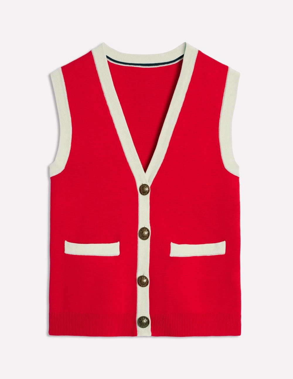 Holly Knitted Waistcoat-Poppy Red Odor Control Technology Low Impact Dye