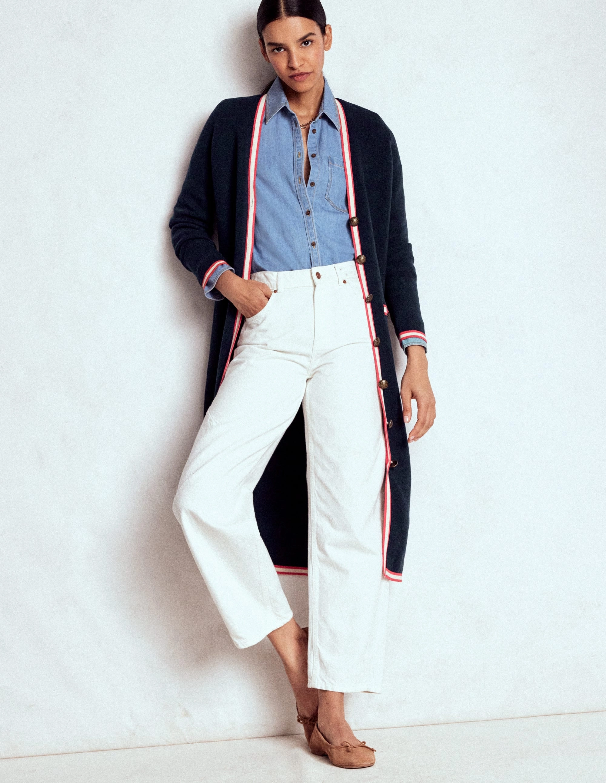 Light Weight Casual Comfort Holly Longline Jacket-Navy