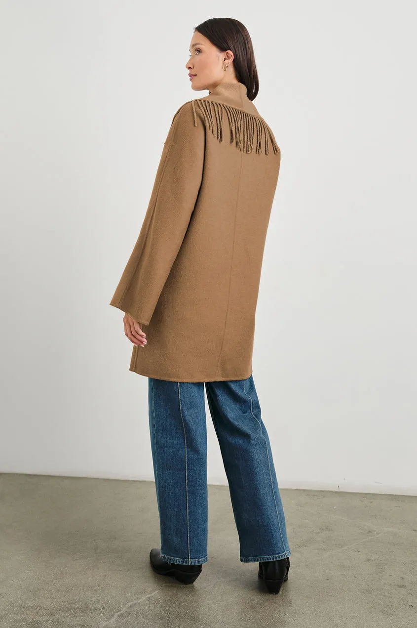 Seamless Design Snag Proof Weave Hugo Coat in Camel