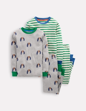Tension Balanced Design RecycledPolyesterBlend Snug Twin Pack Pyjamas-Pups and Stripe