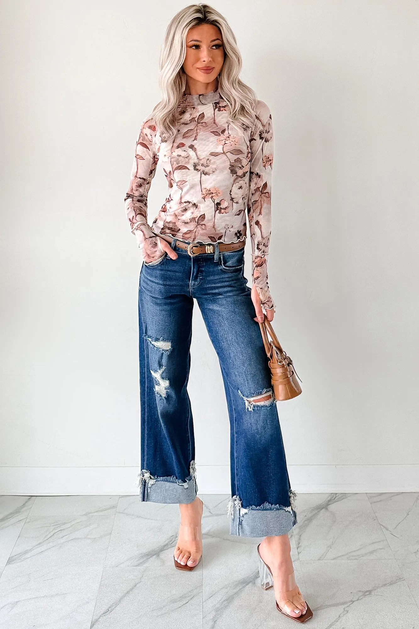 Ivan Distressed Cuffed Hidden Dad Jeans (Medium Dark) Traveler Gear Summer Vibes Fashion Lover