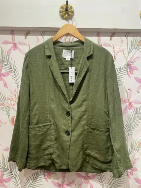 Antimicrobial Finish Iman Linen Blazer in Sap