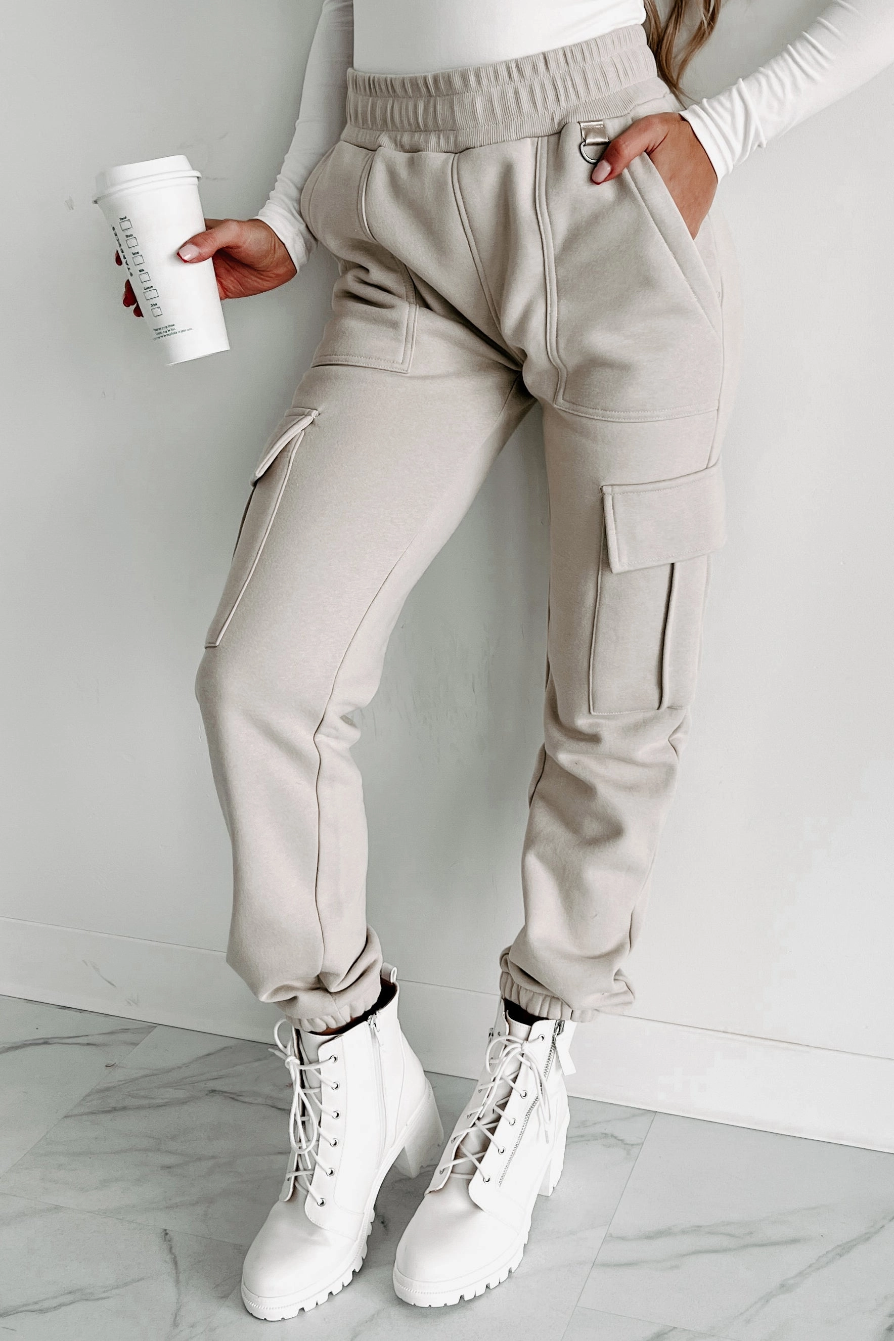 Inherently Cool Cargo Pocket Joggers (Taupe) QuickPackFoldableDesign