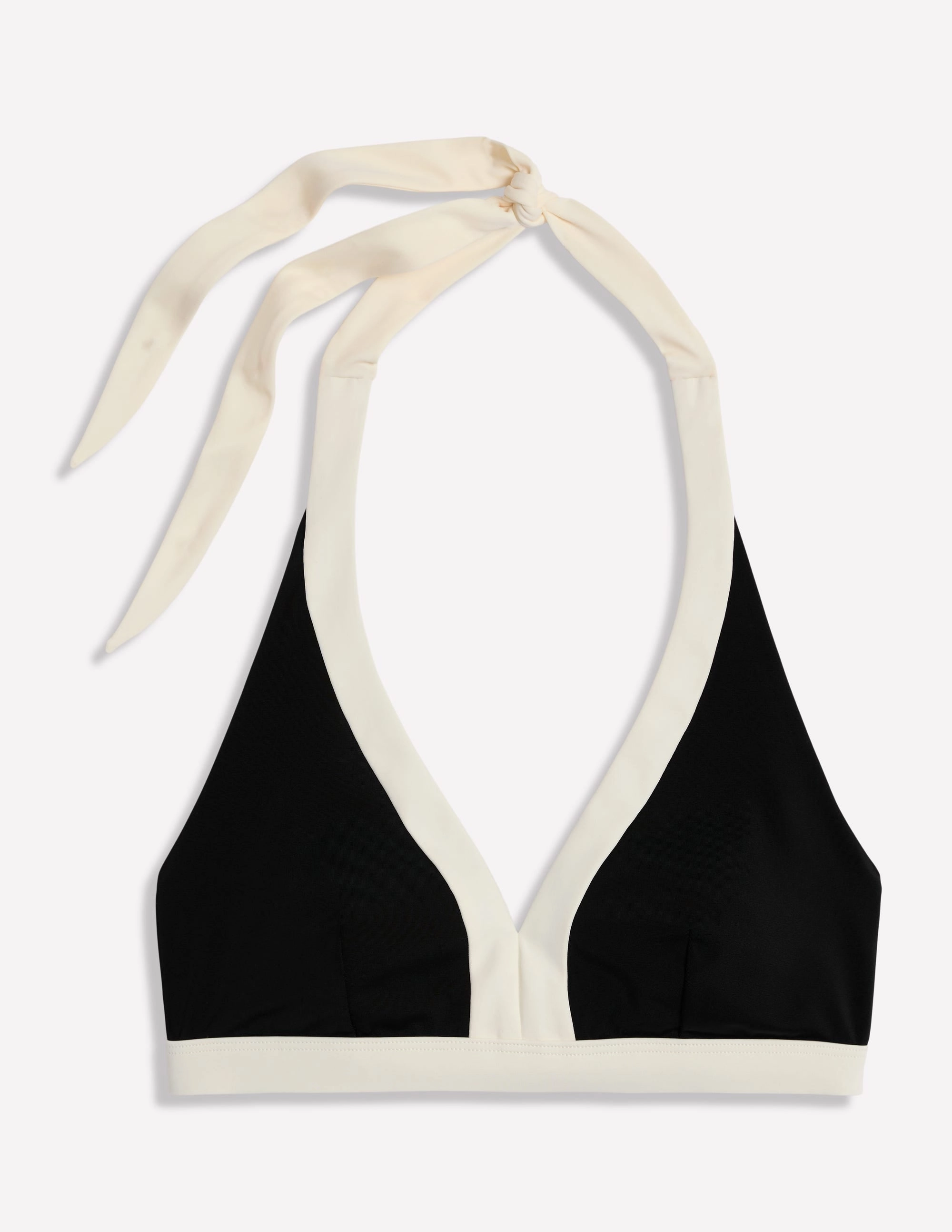Quick Drying Ios V Panel Bikini Top-Black, Ivory