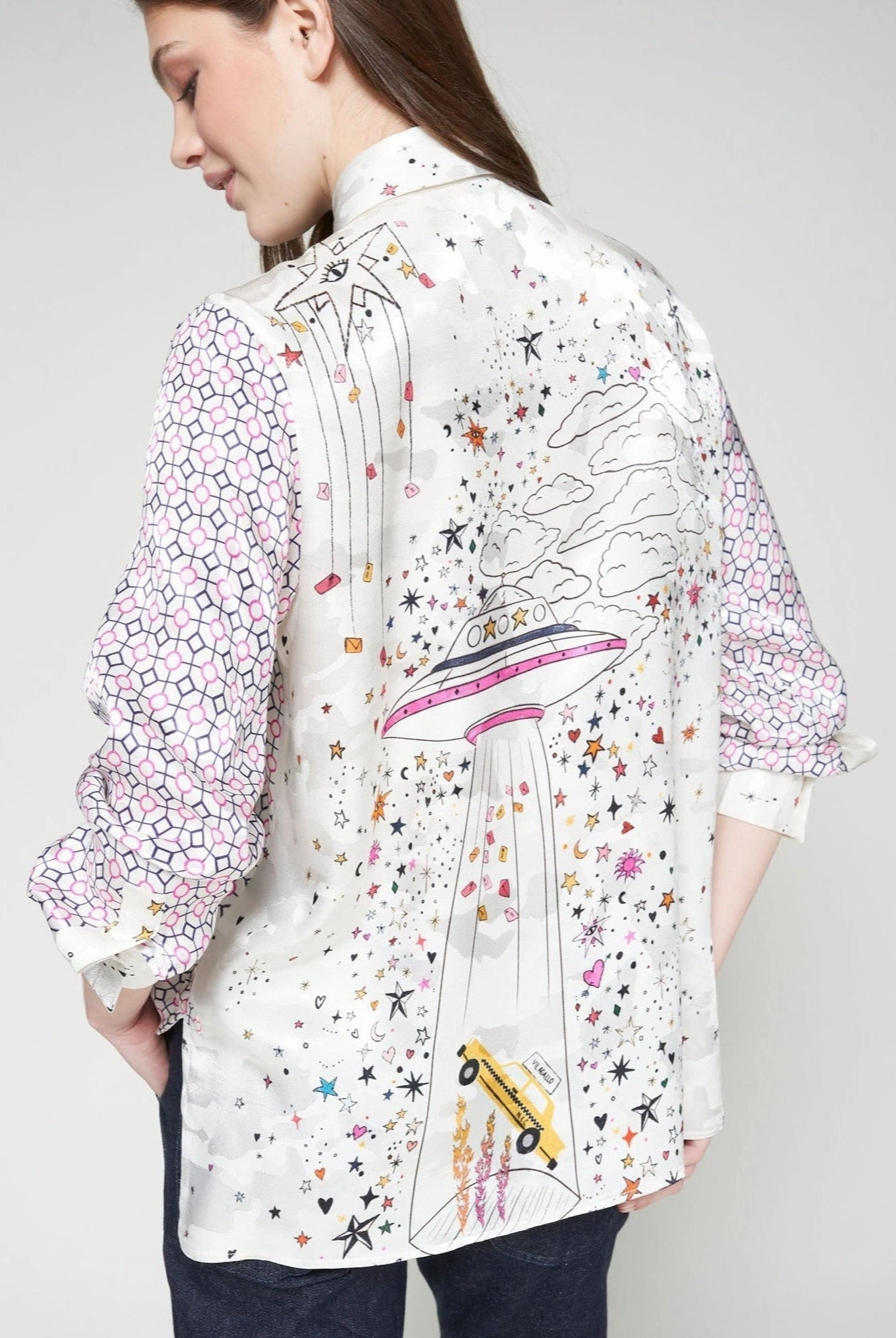 sporty wear Soft Wool Isa Shirt in Geometric Ovni Jacquard Print