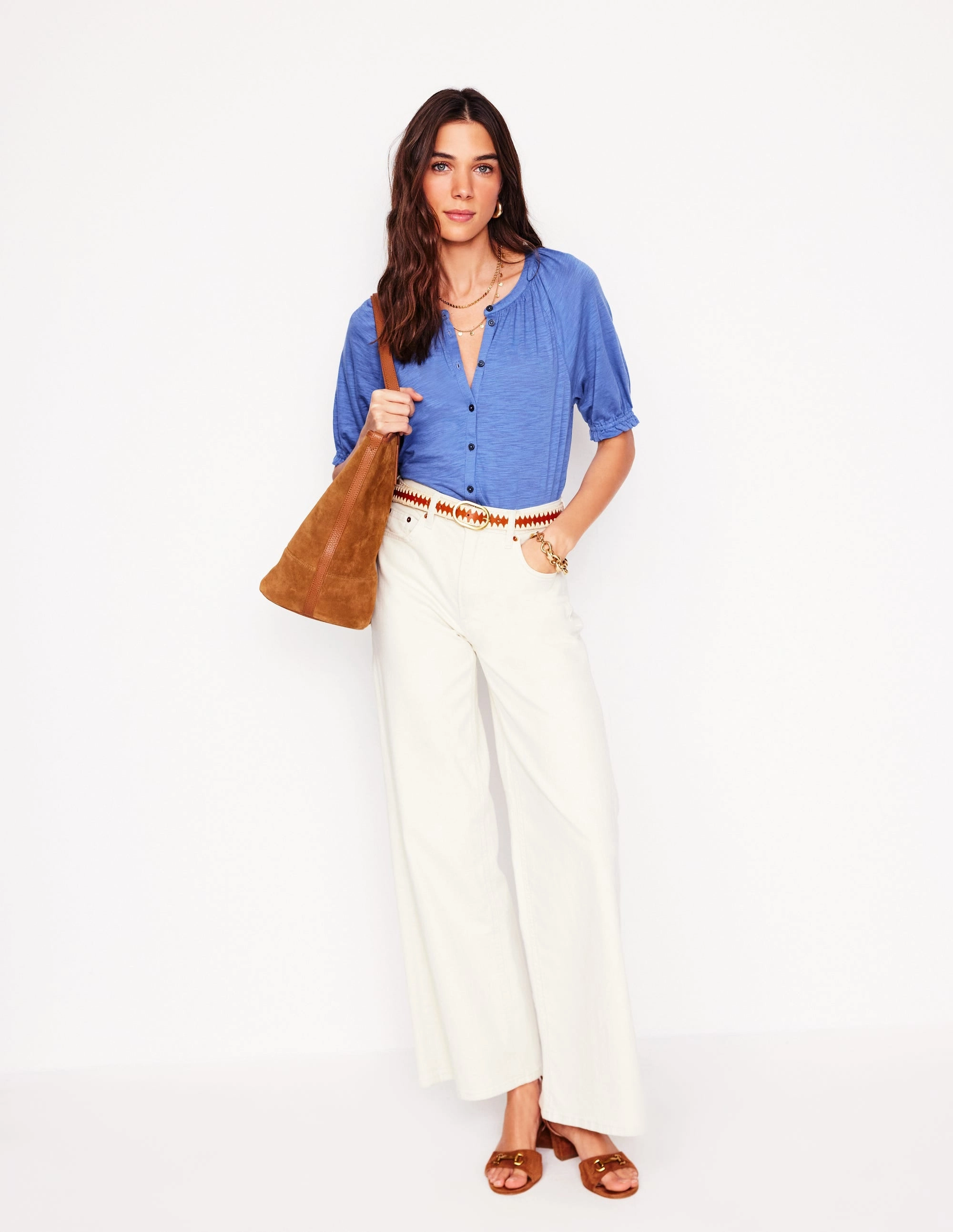 Isla Jersey Shirt-Blue River LayeredPanel High Thread Count Cotton