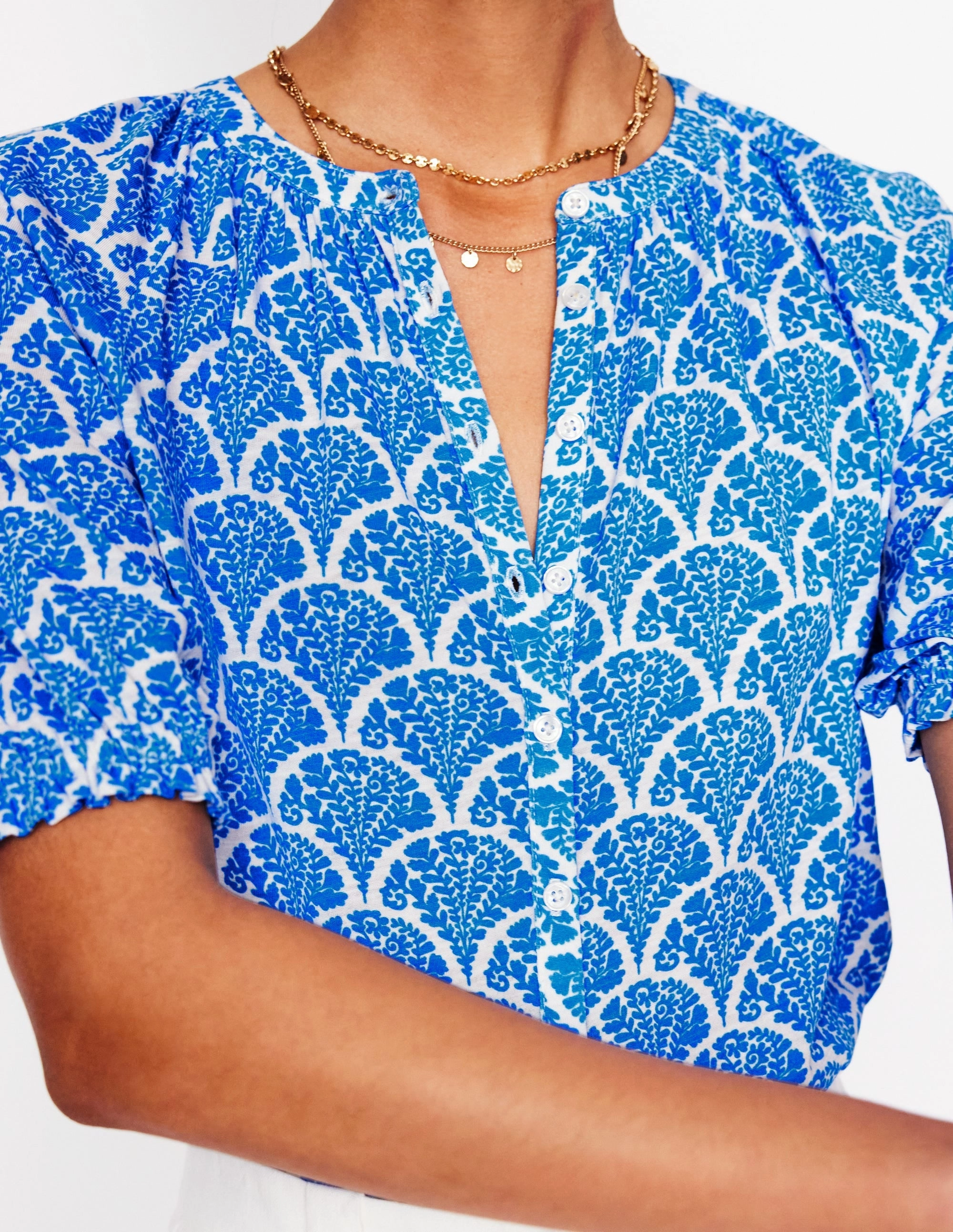 Soft Wool Isla Jersey Shirt-Cerulean Blue, Blossomy