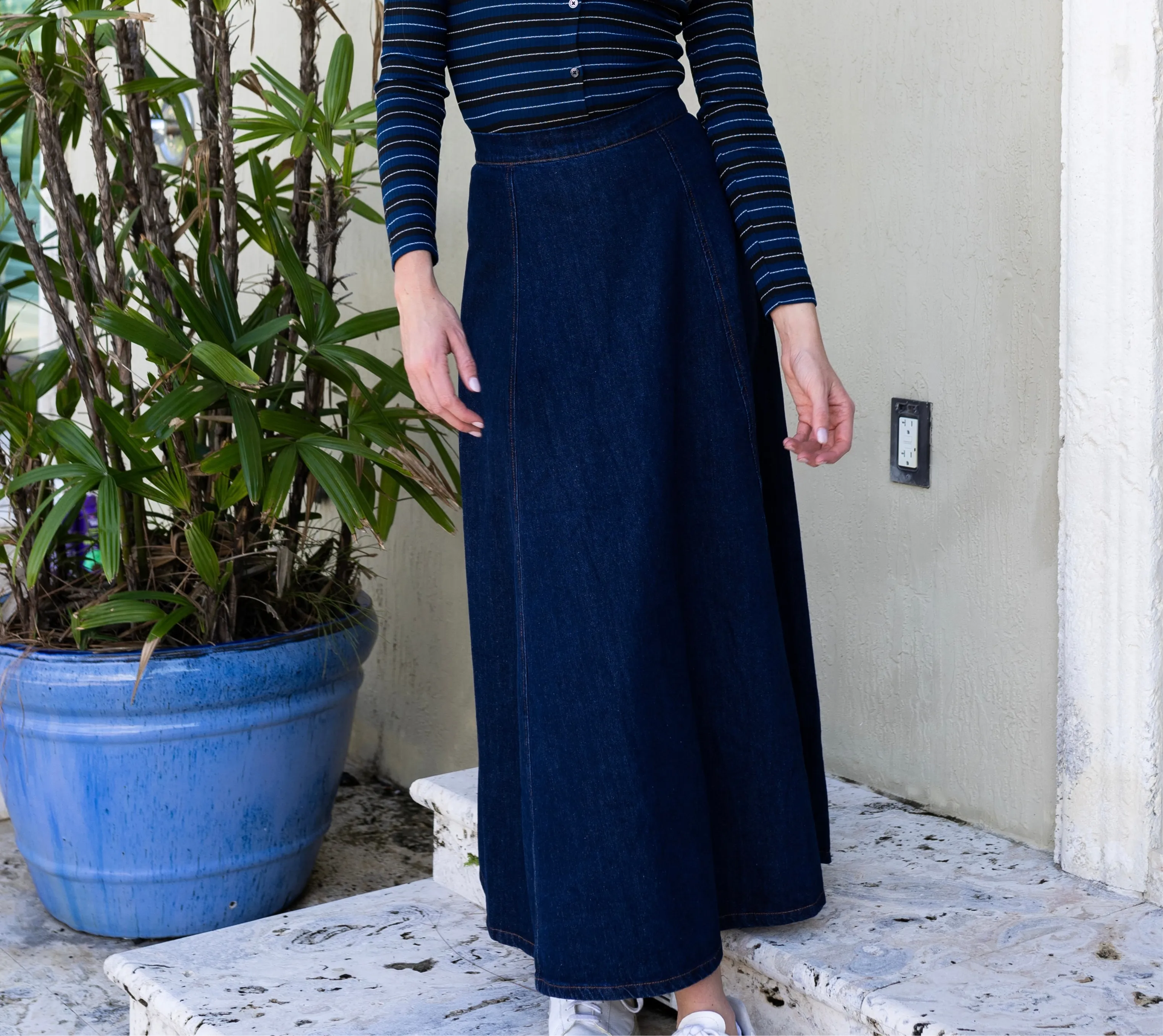 Travel Comfort Jane Denim Skirt | Blue