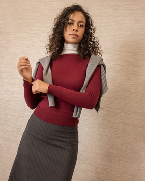 Jenna Crew Sweater | Burgundy Sporty Cardigan