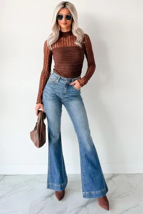 Jensen High Rise Flare Judy Blue Jeans (Medium) Belt Loop Reinforcement Barrel Leg Construction