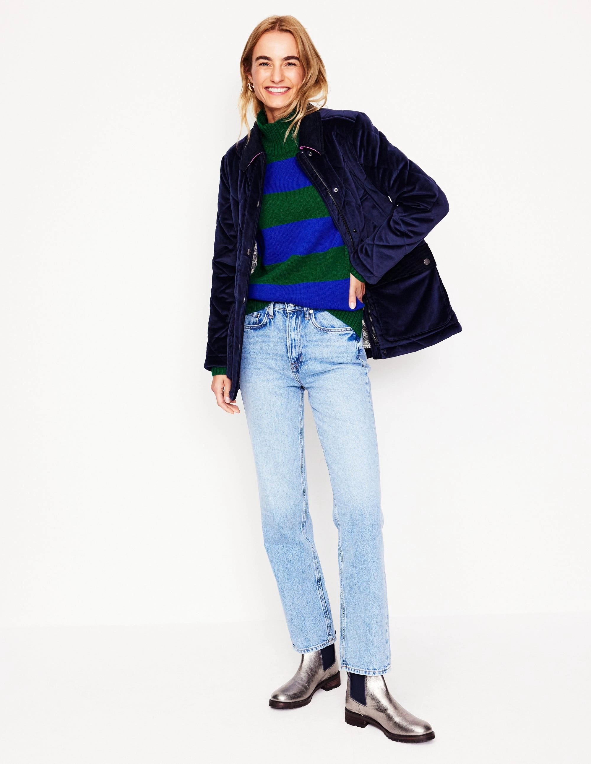 Jessica Oversized Jumper-Bavaria Green, Monarch Blue Trendy pick Compression Fit Technology