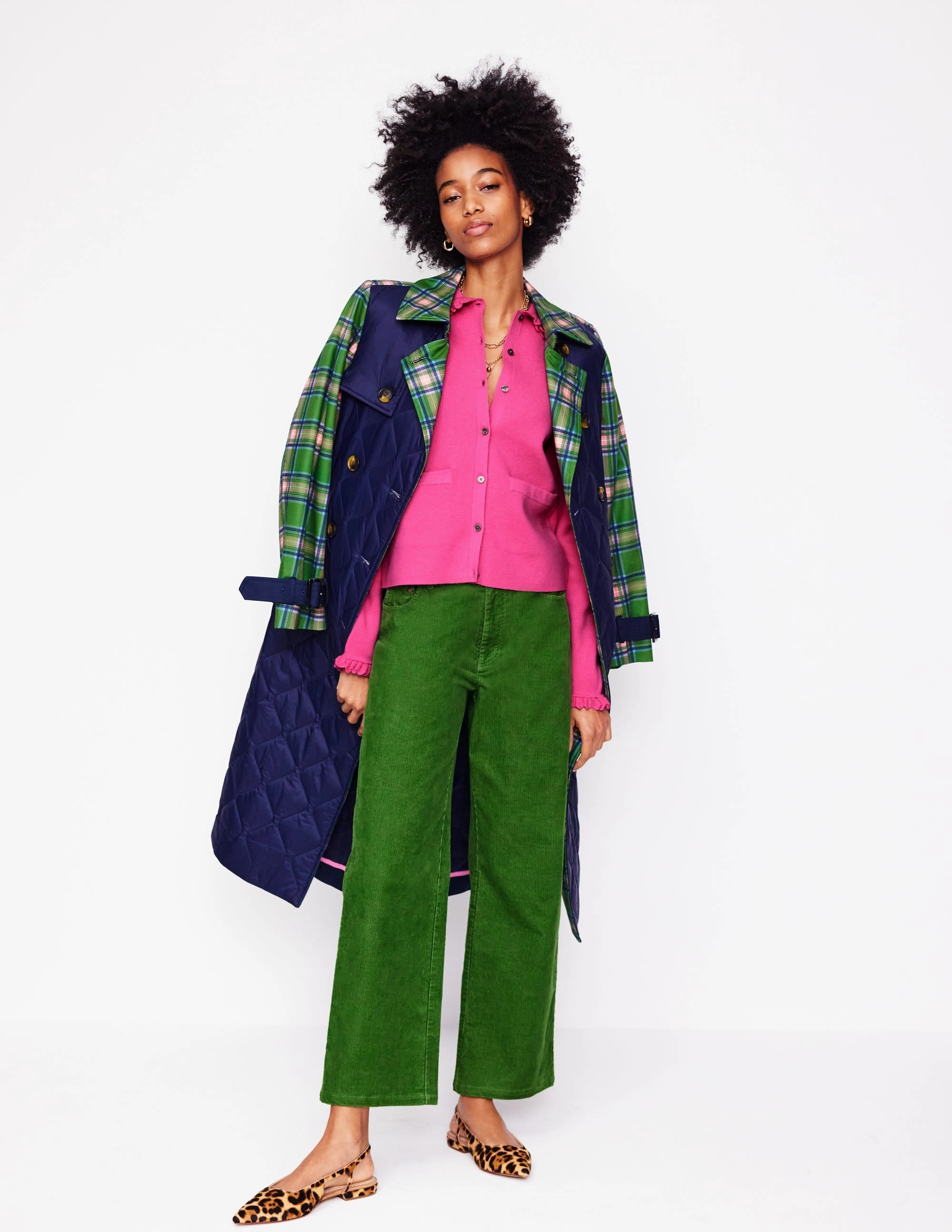 Lightweight Material Jessie Frill Collared Cardigan-Sorbet Pink